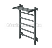 Полотенцесушитель электрический Comfysan Marte-K EC-6 80x55 см, подключение справа, слева, титановый графит, лесенка, из стали, с полкой