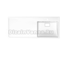 Раковина над стиральной машиной Paola Napoli 111 R глянцевая белая, прямоугольная, литьевой мрамор, со столешницей слева, с кронштейном