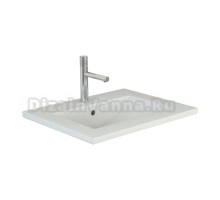 Мебельная раковина Emmy Вега 61 накладная, глянцевая белая, прямоугольная, фаянс