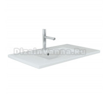 Мебельная раковина Emmy Вега 81 накладная, глянцевая белая, прямоугольная, фаянс