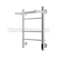 Полотенцесушитель электрический Grota Alto 430х600 NP EL 60x45 см, подключение справа, слева, скрытое подключение справа, глянцевый хром, лесенка, с полкой
