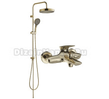 Душевая стойка STWORKI Гётеборг S23180GG со смесителем Молде S23100GG, глянцевое золото