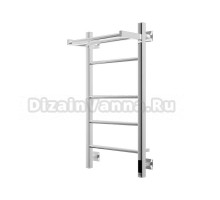 Полотенцесушитель электрический Grota Alto 430х800 NP EL 80x45 см, подключение справа, слева, скрытое подключение справа, глянцевый хром, лесенка, с полкой