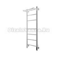 Полотенцесушитель электрический Grota Alto 430х1200 NP EL 120x45 см, подключение справа, слева, скрытое подключение справа, глянцевый хром, лесенка, с полкой