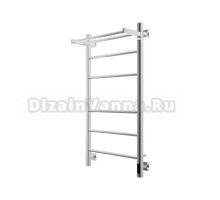 Полотенцесушитель электрический Grota Alto 530х1000 NP EL 100x55 см, подключение справа, слева, скрытое подключение справа, глянцевый хром, лесенка, с полкой
