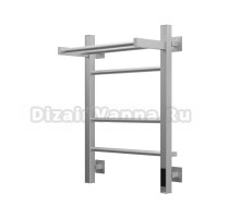 Полотенцесушитель электрический Grota Alto 430х600 NM EL 60x45 см, подключение справа, слева, скрытое подключение справа, матовый хром, лесенка, с полкой