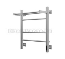 Полотенцесушитель электрический Grota Alto 530х600 NM EL 60x55 см, подключение справа, слева, скрытое подключение справа, матовый хром, лесенка, с полкой