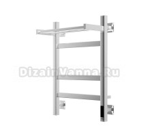 Полотенцесушитель электрический Grota Tela 430х600 NP EL 60x45 см, подключение справа, слева, скрытое подключение справа, глянцевый хром, лесенка, с полкой
