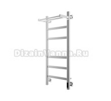 Полотенцесушитель электрический Grota Tela 430х1000 NP EL 100x45 см, подключение справа, слева, скрытое подключение справа, глянцевый хром, лесенка, с полкой