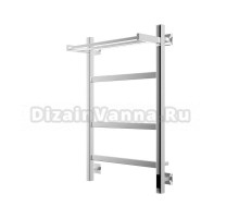Полотенцесушитель электрический Grota Tela 530х800 NP EL 80x55 см, подключение справа, слева, скрытое подключение справа, глянцевый хром, лесенка, с полкой