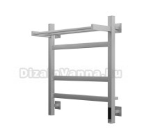 Полотенцесушитель электрический Grota Tela 530х600 NM EL 60x55 см, подключение справа, слева, скрытое подключение справа, матовый хром, лесенка, с полкой