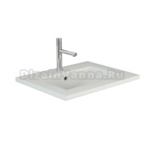 Мебельная раковина Emmy Вега 52 накладная, глянцевая белая, прямоугольная, фаянс