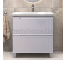 Тумба под раковину без столешницы Vigo Neo 80 напольная, 2 ящика, матовая белая