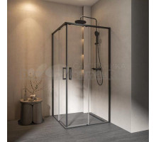 Душевой уголок KERAMA MARAZZI Lindo 100х100 см, профиль матовый черный, стекло прозрачное