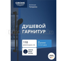 Душевой гарнитур GROHE Tempesta 110 2jet со штангой 60 см, матовый черный (269152433)