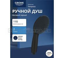 Лейка для душа GROHE Tempesta 110 2jet, матовый черный (261612433)