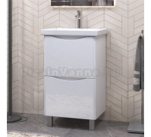 Тумба с раковиной Vigo Glem 50 напольная, 2 ящика, глянцевая белая