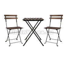 Комплект садовой мебели 3 в 1 Nostress Woodstock FS-003A (стол + 2 стула), металл черный, акация