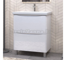 Тумба под раковину без столешницы Vigo Glem 70 напольная, 2 ящика, глянцевая белая