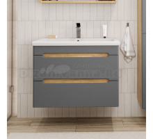 Тумба под раковину без столешницы SanStar Diva 70 подвесная, графит софт, дуб вотан