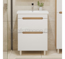 Тумба под раковину без столешницы SanStar Diva 50 напольная, матовая белая, дуб вотан