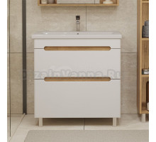 Тумба под раковину без столешницы SanStar Diva 80 напольная, матовая белая, дуб вотан