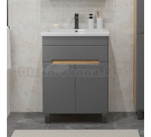 Тумба под раковину без столешницы SanStar Модена 50 напольная, графит софт, дуб вотан