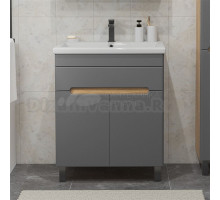 Тумба под раковину без столешницы SanStar Модена 70 напольная, графит софт, дуб вотан