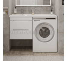 Тумба под раковину без столешницы SanStar Толедо 60 подвесная, под стиральную машину, глянцевая белая