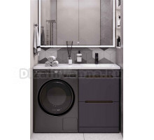 Тумба с раковиной SanStar Darko 120 R напольная, под стиральную машину, графит софт, дуб вотан, раковина Даллас 120