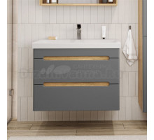 Тумба с раковиной SanStar Diva 80 подвесная, графит софт, дуб вотан, раковина Moduo 80