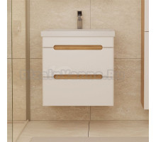 Тумба с раковиной SanStar Diva 50 подвесная, матовая белая, дуб вотан, раковина Moduo 50