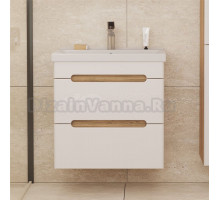 Тумба с раковиной SanStar Diva 50 подвесная, матовая белая, дуб вотан, раковина Fest 50