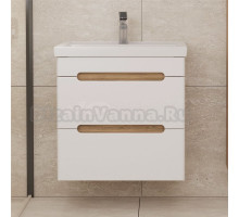 Тумба с раковиной SanStar Diva 50 подвесная, матовая белая, дуб вотан, раковина Фостер 50