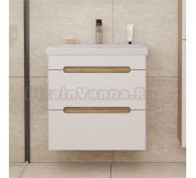 Тумба с раковиной SanStar Diva 60 подвесная, матовая белая, дуб вотан, раковина Fest 60