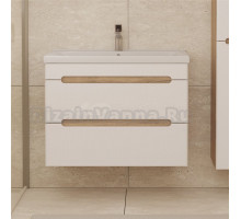 Тумба с раковиной SanStar Diva 70 подвесная, матовая белая, дуб вотан, раковина Миранда 70