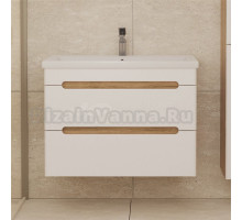 Тумба с раковиной SanStar Diva 80 подвесная, матовая белая, дуб вотан, раковина Como 80