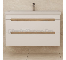 Тумба с раковиной SanStar Diva 100 подвесная, матовая белая, дуб вотан, раковина Фостер 100