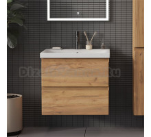 Тумба с раковиной SanStar Riana 50 подвесная, дуб крафт золотой, раковина Como 50