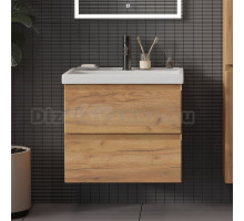 Тумба с раковиной SanStar Riana 50 подвесная, дуб крафт золотой, раковина Фостер 50