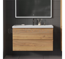 Тумба с раковиной SanStar Riana 100 подвесная, дуб крафт золотой, раковина Фостер 100