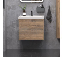 Тумба с раковиной SanStar Siva 50 подвесная, дуб веллингтон табак, раковина Moduo 50