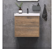 Тумба с раковиной SanStar Siva 60 подвесная, дуб веллингтон табак, раковина Fest 60