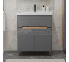 Тумба с раковиной SanStar Модена 70 напольная, графит софт, дуб вотан, раковина Фостер 70