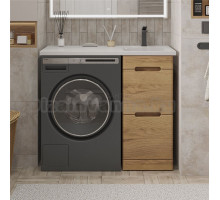 Тумба с раковиной SanStar Толедо 100 R напольная, под стиральную машину, gold craft, дуб вотан, раковина Даллас 100