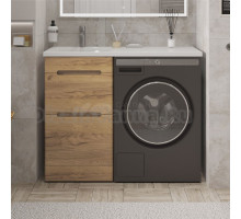 Тумба с раковиной SanStar Толедо 110 L напольная, под стиральную машину, gold craft, дуб вотан, раковина Даллас 110