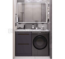 Мебель для ванной комнаты SanStar Darko 120 L напольная, под стиральную машину, графит софт, дуб вотан, раковина Даллас 120
