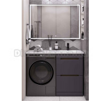Мебель для ванной комнаты SanStar Darko 120 R напольная, под стиральную машину, графит софт, дуб вотан, раковина Даллас 120