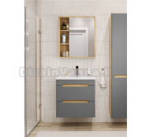 Мебель для ванной комнаты SanStar Diva 50 подвесная, графит софт, дуб вотан, раковина Фостер 50