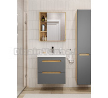 Мебель для ванной комнаты SanStar Diva 50 подвесная, графит софт, дуб вотан, раковина Moduo 50